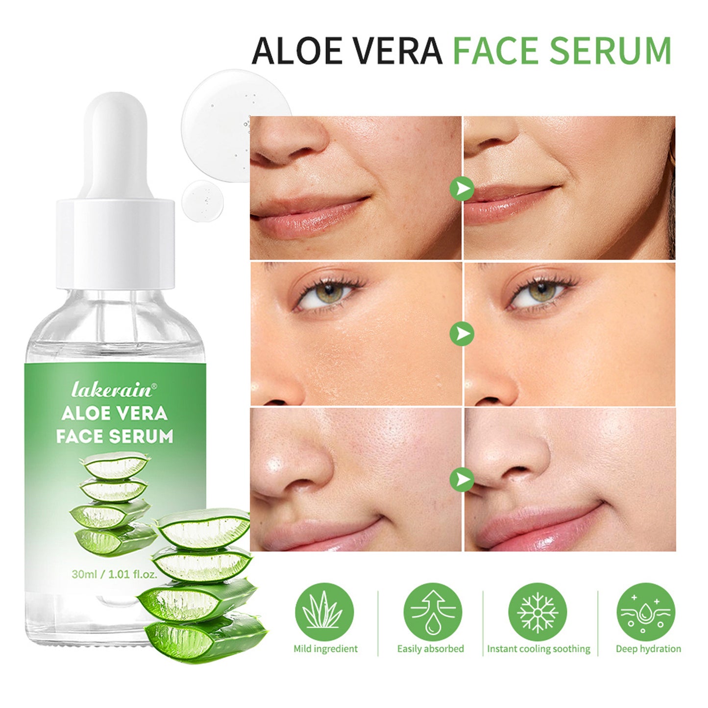 Facial Moisturizer with Aloe Vera Water - 30ml Hydrating Serum for All Skin Types