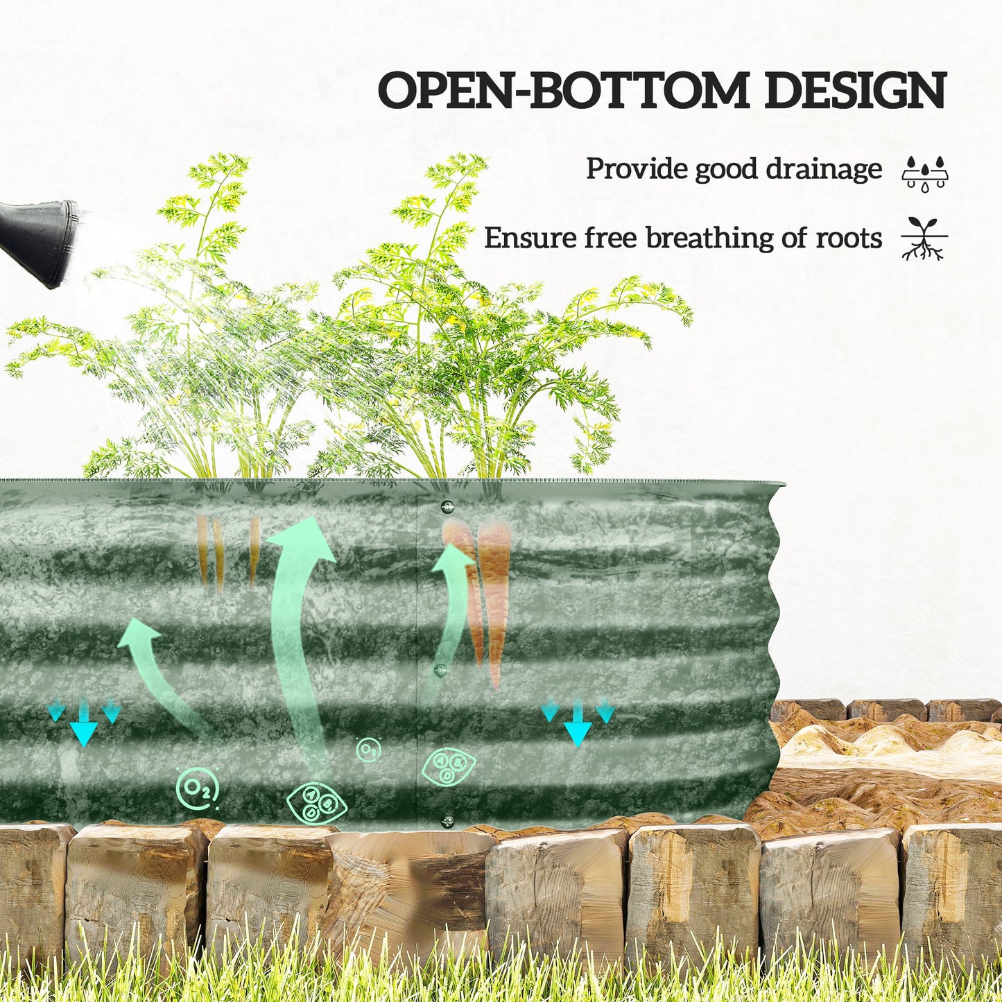 Galvanized Raised Garden Bed Kit - Green Metal Planter Box with Safety Edging, 7.9 x 2 x 1 ft