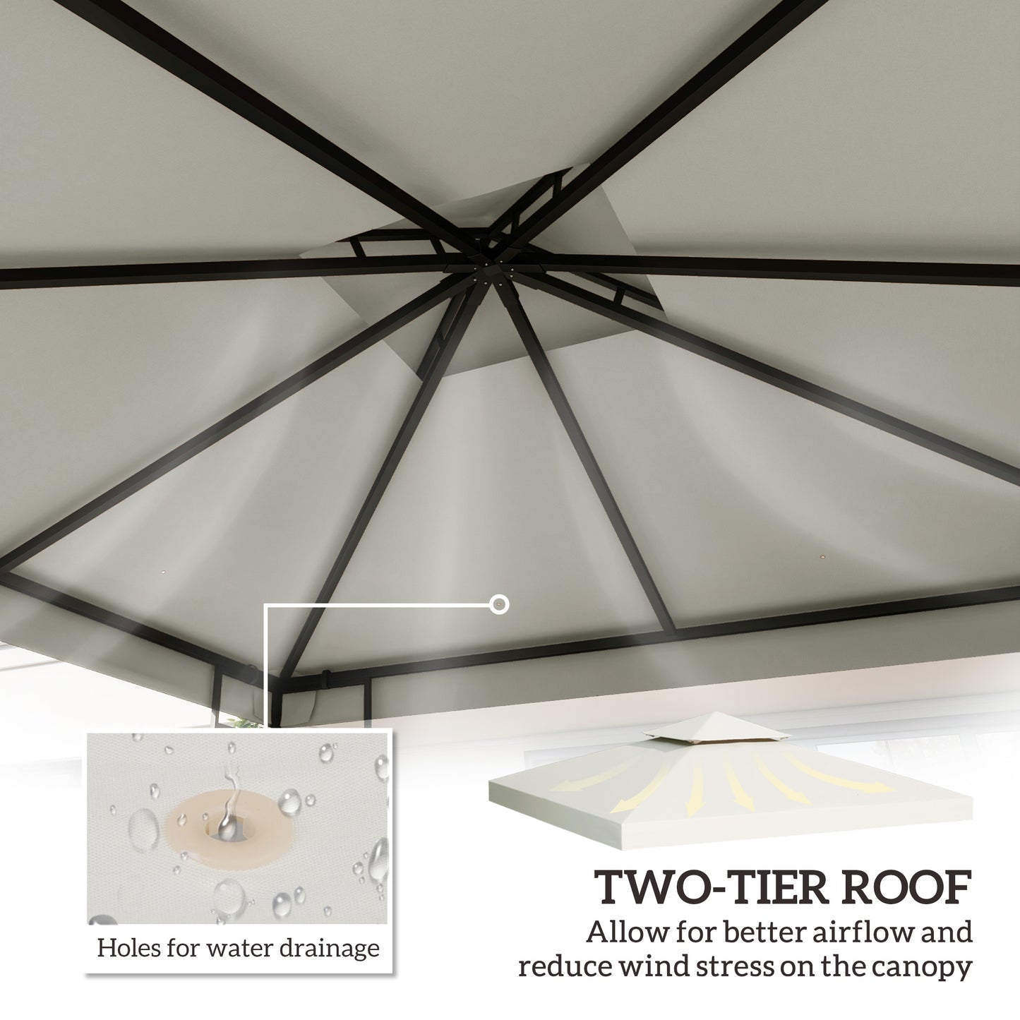 Replacement Canopy Top for 10x10 Gazebo - Cream White