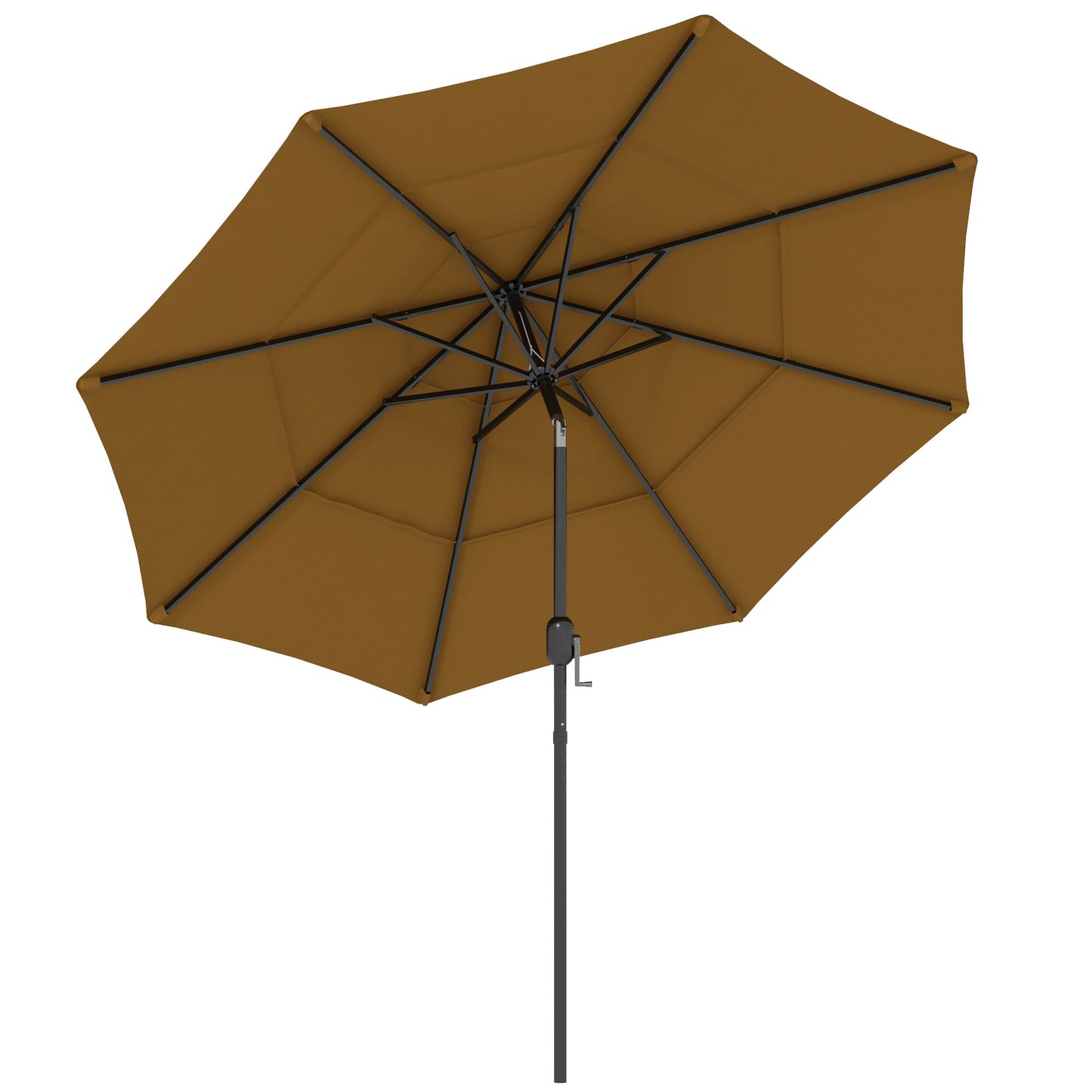 9FT Tan Outdoor Patio Umbrella with Crank & Push Button Tilt