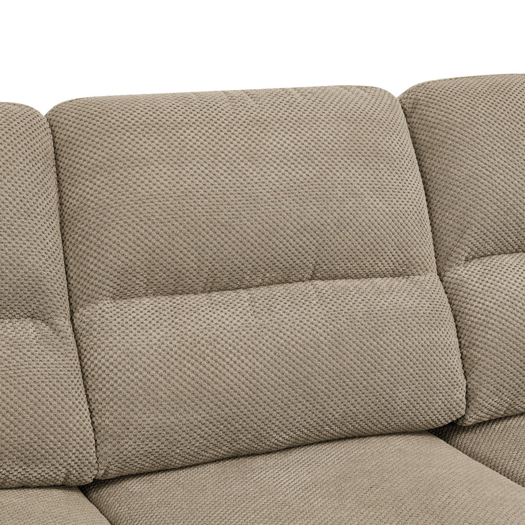 Modern 3-Seater Sofa - Upholstered Textured Fabric Couch - Camel