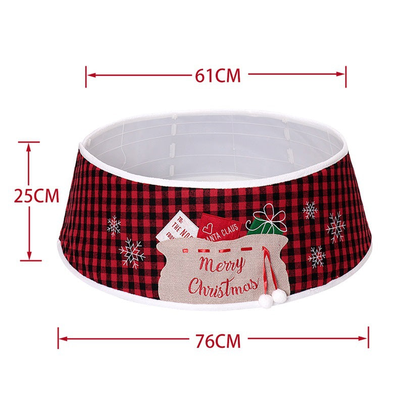 48-Inch Black and Red Plaid Cloth Tree Skirt - Festive Holiday Decor