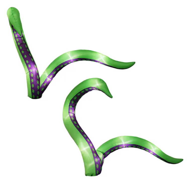 2-Pack Inflatable Octopus Tentacles with LED Lights - 6.9FT Outdoor Halloween Decorations