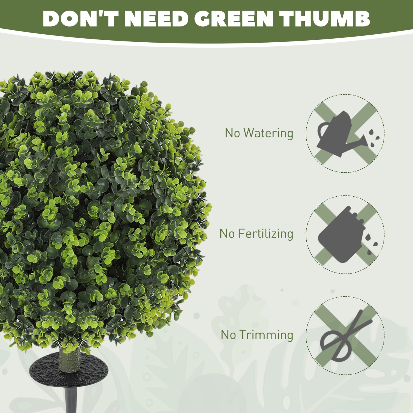 Eucalyptus Topiary Ball Bush - 2 Pack, UV Resistant Greenery