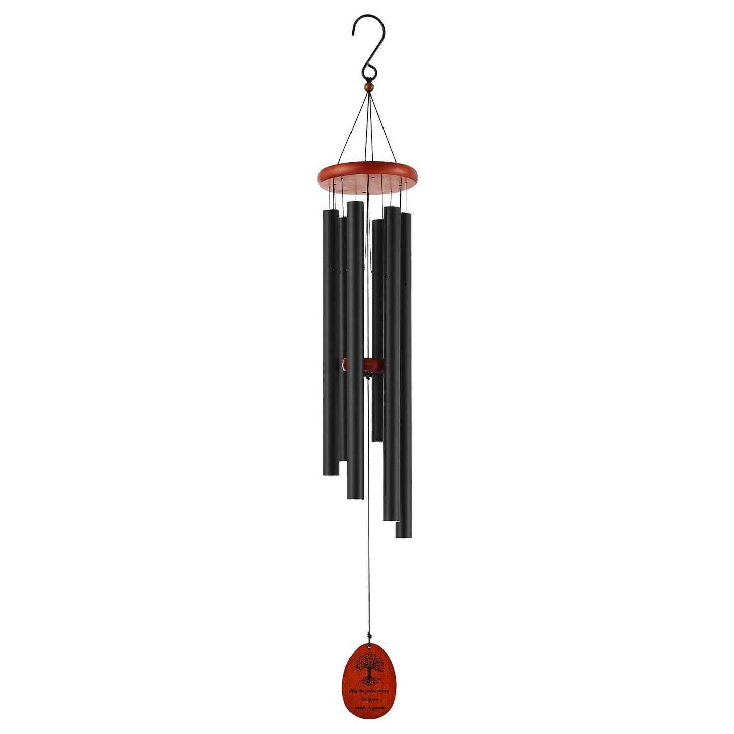 Outdoor Wind Chimes 41-Inch Deep Tone Aluminum Garden Decor - Black