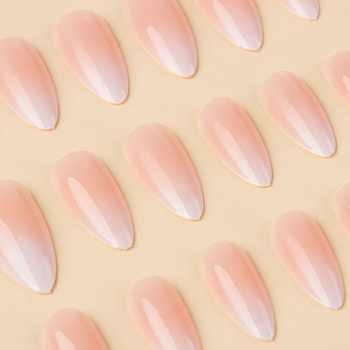Almond Nail Stickers Set with Gradient Design and Jelly Glue - 24 Strips