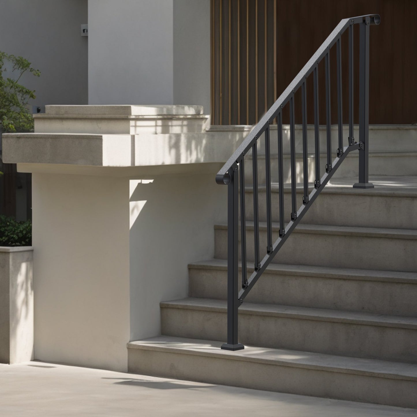 Outdoor Handrail for Steps - Black 5-6 Step Porch Deck Railing for Seniors