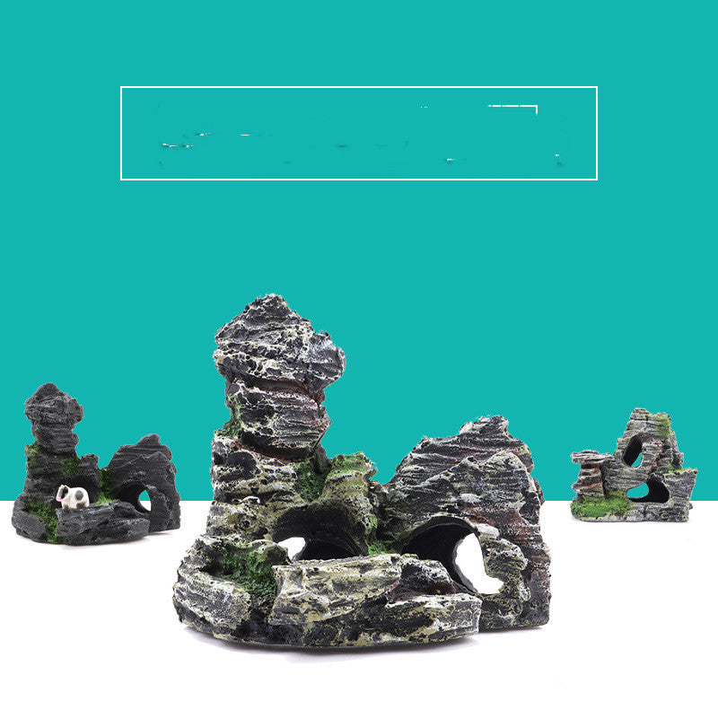 Resin Rockery Garden Ornament - Grey Home Decor Sculpture