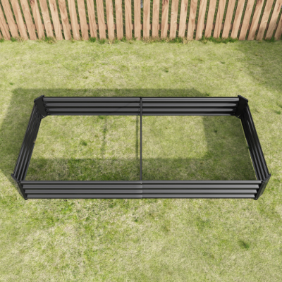 Metal Raised Garden Bed Kit 7.6x3.7ft for Vegetables, Flowers, Herbs - Black