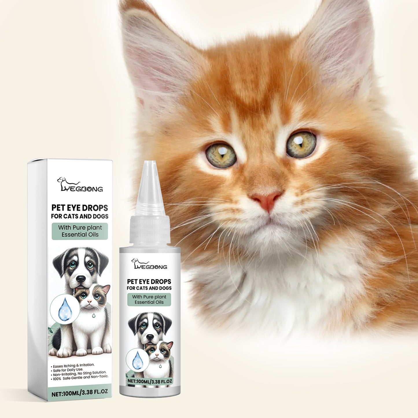 Pet Eye Drops for Dogs & Cats - Gentle Tear Stain & Eye Cleaner 100ml