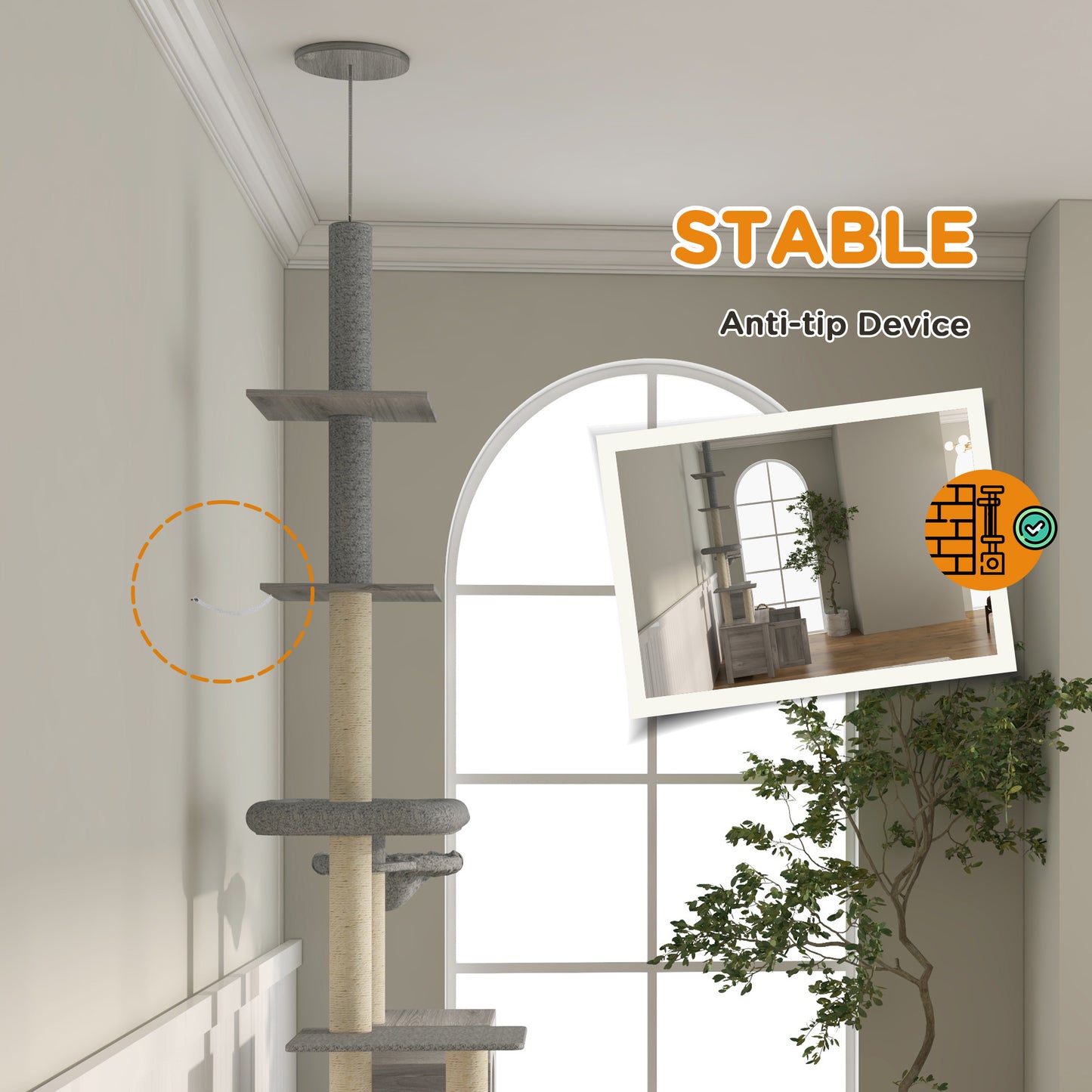 2-in-1 Cat Tree with Enclosed Litter Box, Condo, Hammock & Shelves - Gray