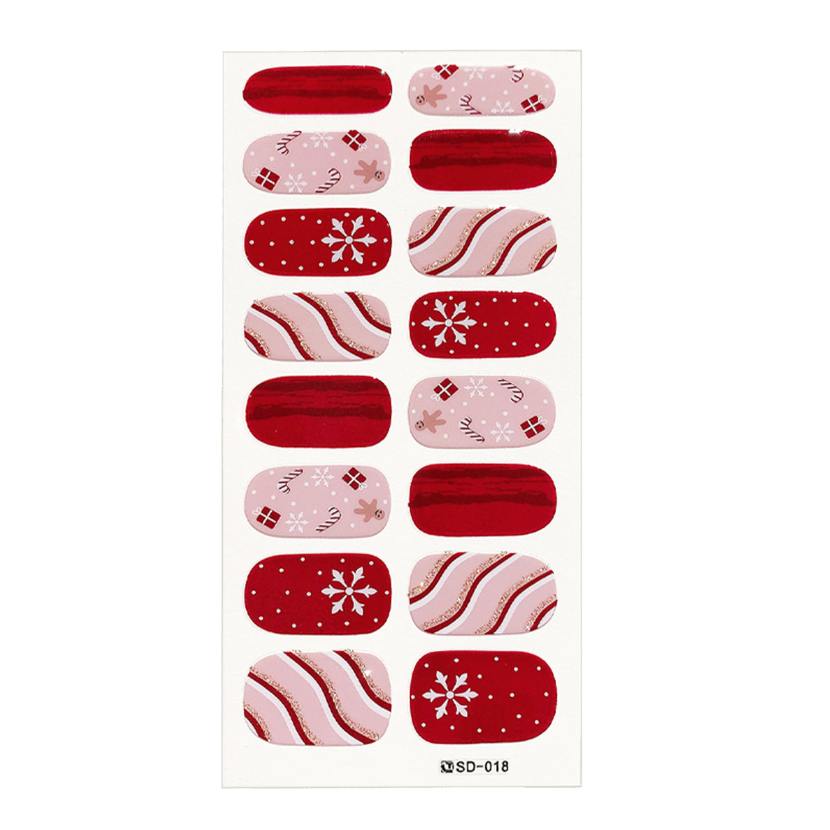 Christmas Nail Stickers Set - Holiday Checkerboard Star Candy Designs for Manicure