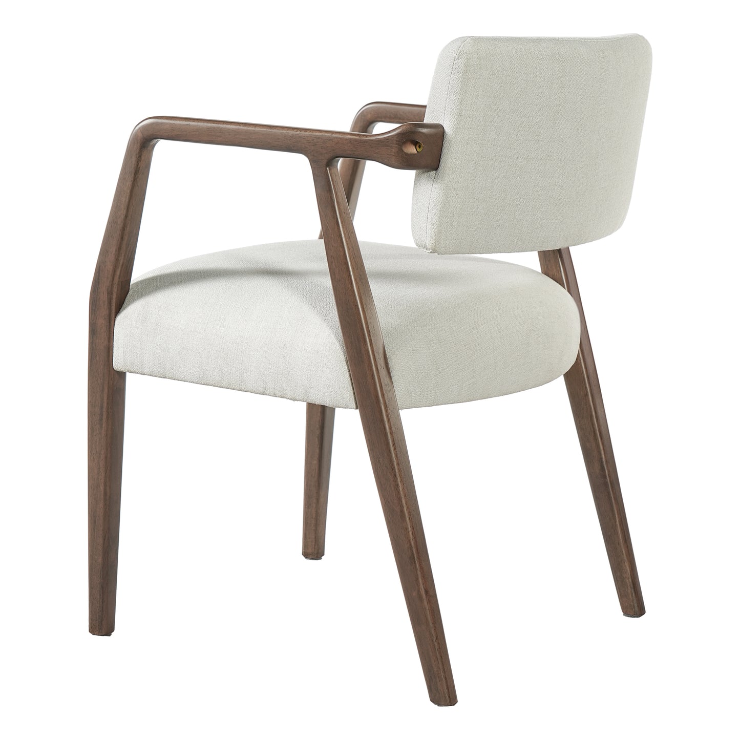 Mid-Century Upholstered Dining Armchair Set - Beige & Brown
