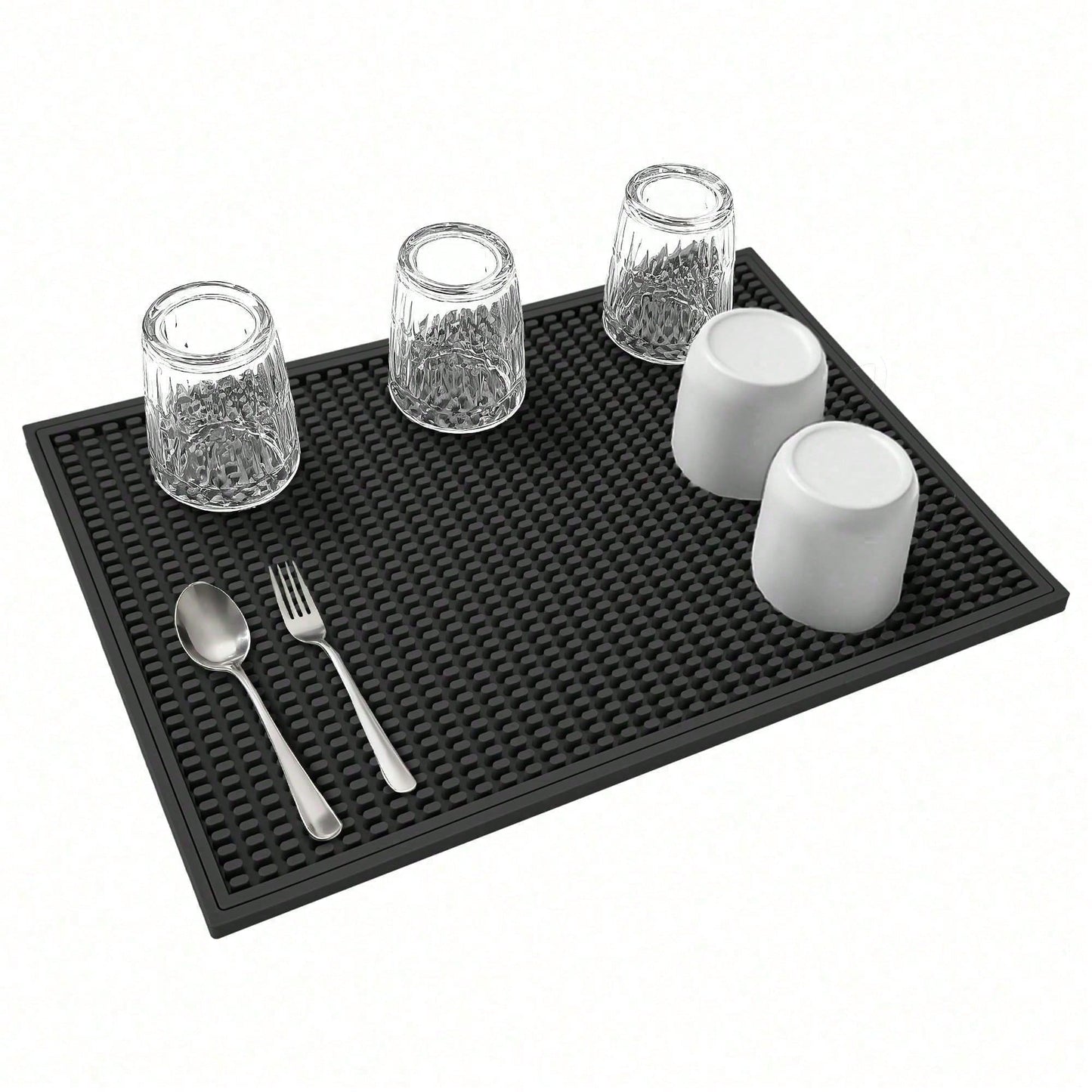 Set Of 2 18x12 Inch Heat Resistant Rubber Drying Mats, Multi Purpose