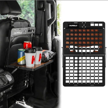 Dual-Tray Car Organizer with Rigid MOLLE Panel - Black