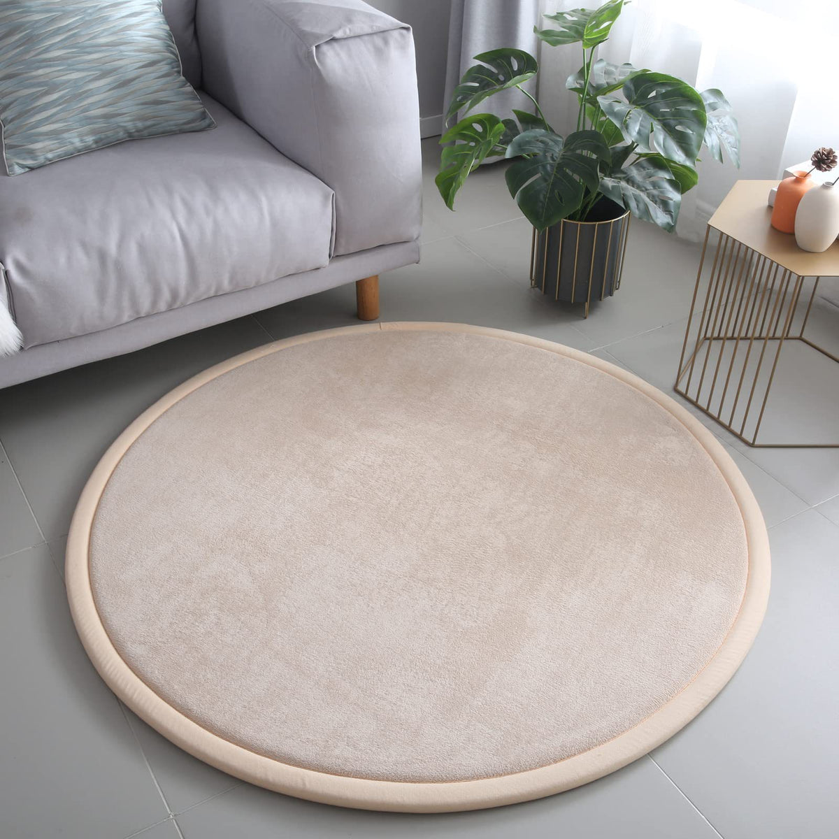 Japanese-Style Minimalist Shatter-Resistant Tatami Floor Mat - 140x140cm, Thick Cushion for Kids & Home