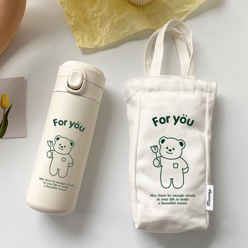 Large Capacity Stainless Steel Insulated Travel Cup with Tote Bag - 350ML & 450ML