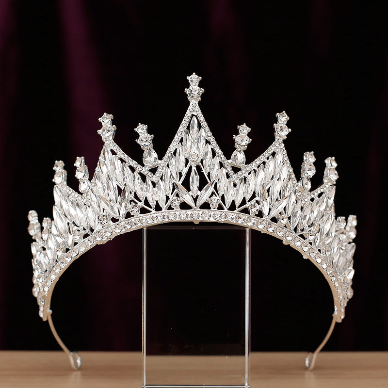 Silver Crown Rhinestone Headband - Women's Baroque Tiara