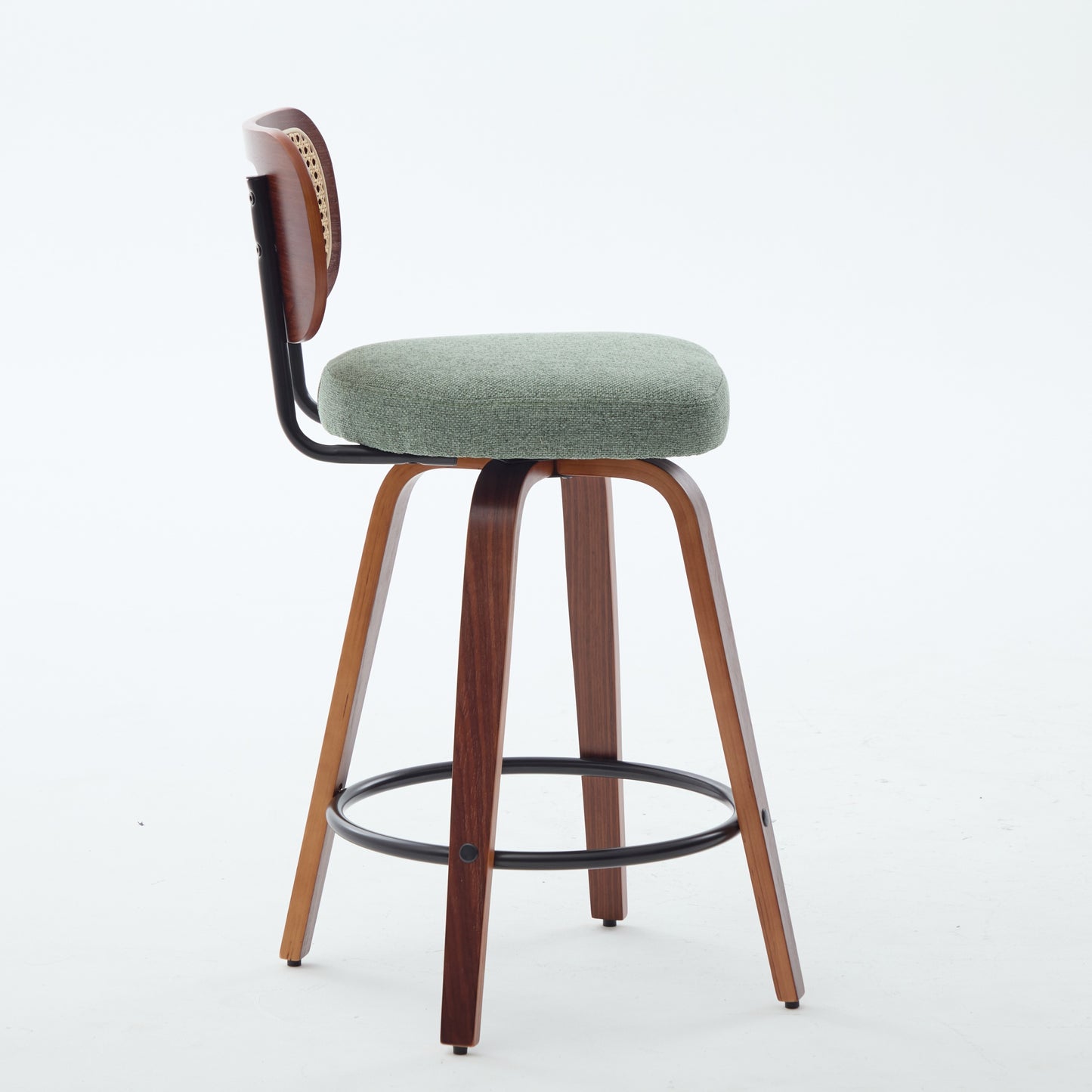 Set Of 3, 26-Inch Counter Height Bar Stools - Walnut Black, Cane
