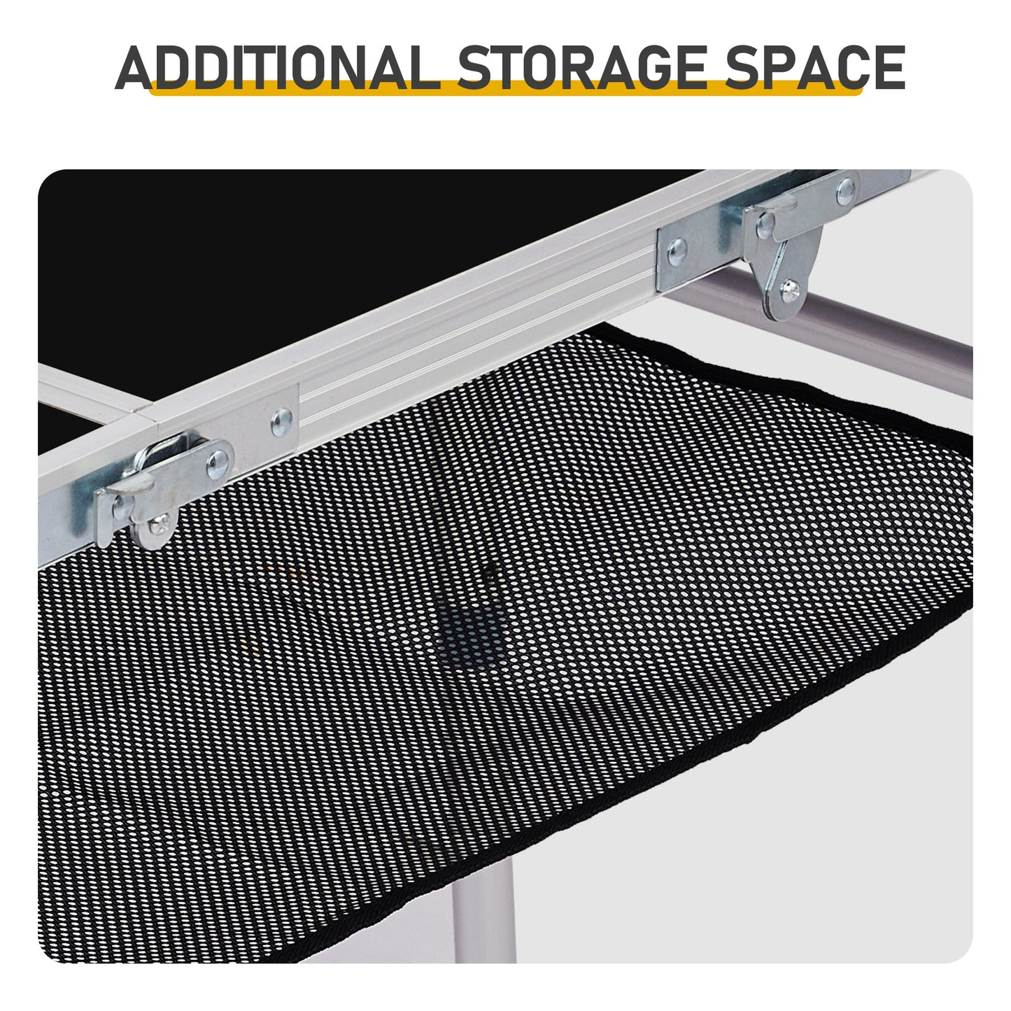 3ft Adjustable Height Foldable Camping Table with Storage Mesh - Black