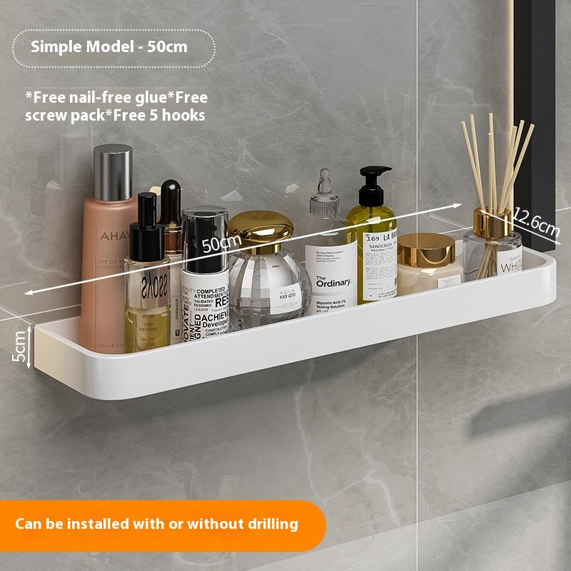 Punch-Free Wall-Mounted Bathroom Storage Rack Aluminum Home Organizer