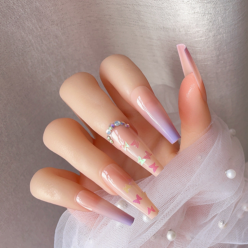 Purple Butterfly Sequin Nail Stickers - Removable Nail Art Decals for Manicure