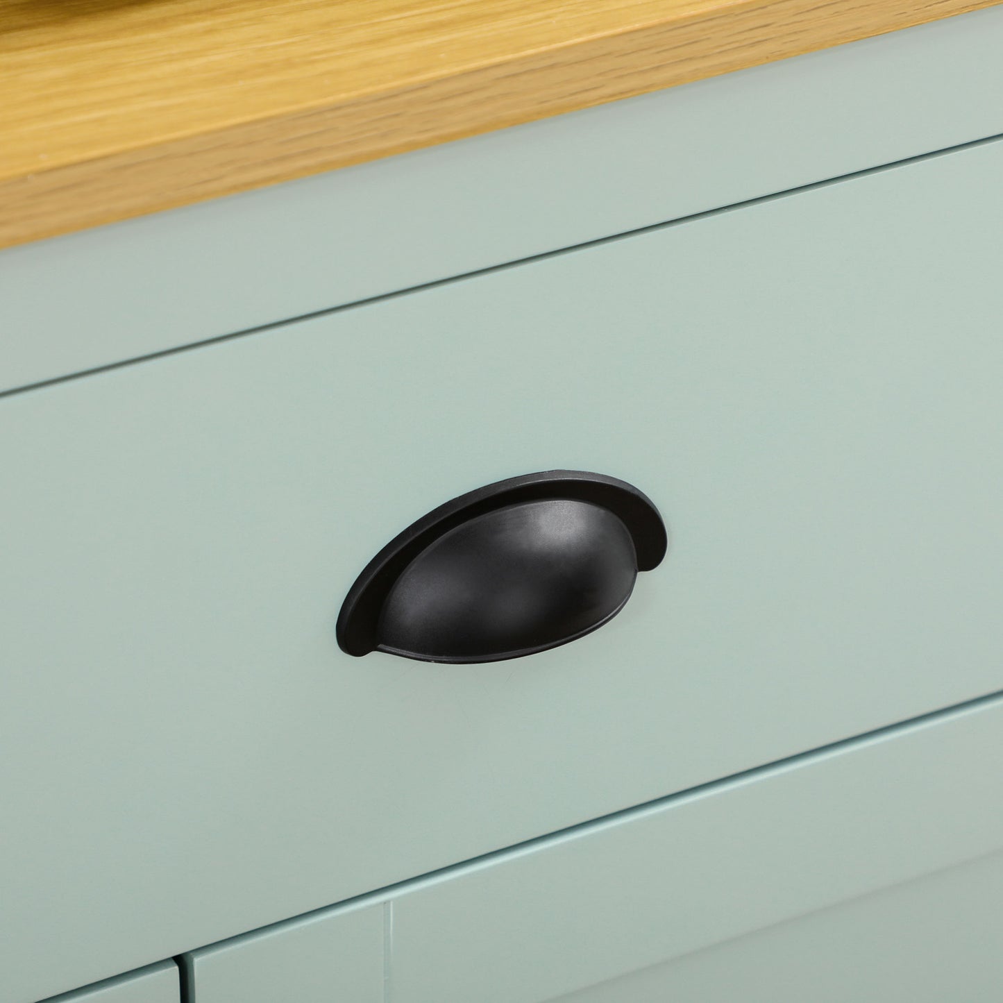 Modern Kitchen Storage Cabinet with Microwave Stand - Light Blue