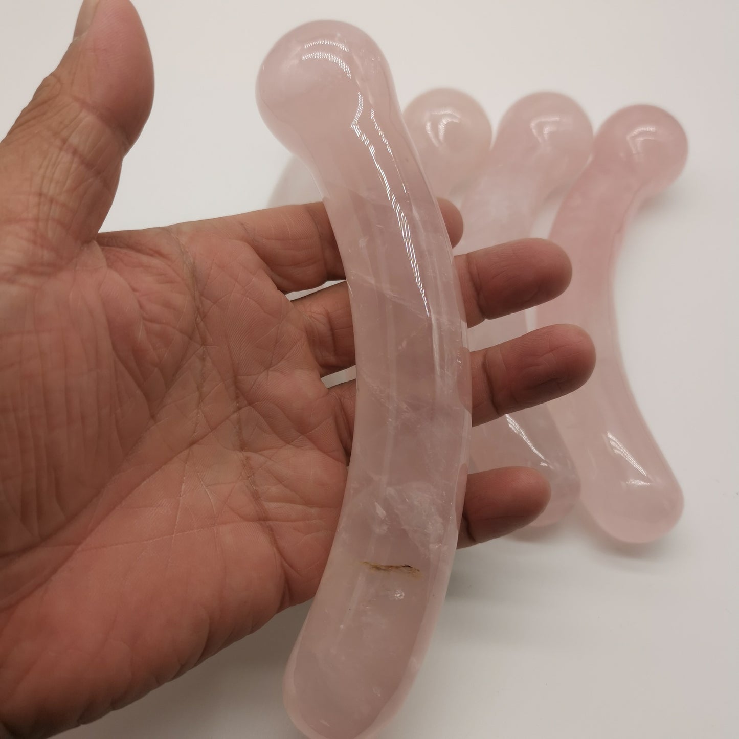 Natural 18cm Crystal Stick with Large Elbow - Modern Geometric Design Pink