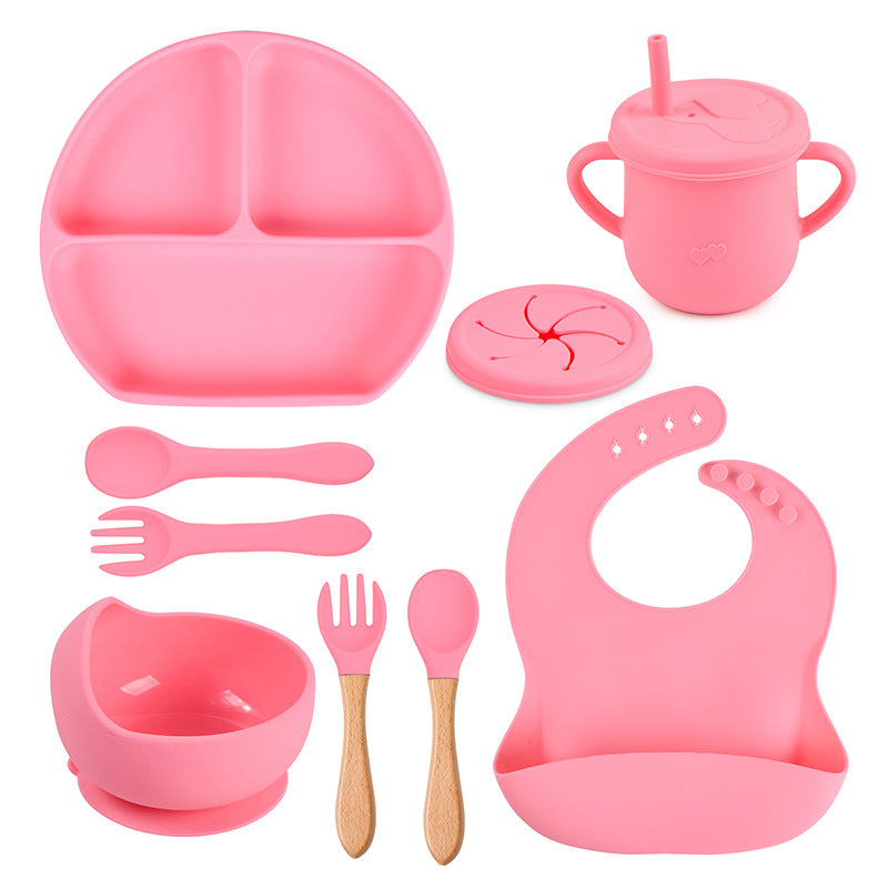 Silicone Solid Color Baby Tableware Set - Child Safe Dinnerware Kit