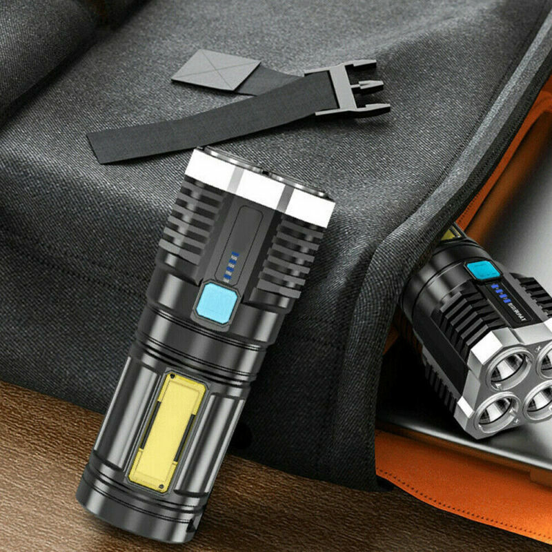 Rechargeable Tactical LED Flashlight with 4 Modes, Waterproof 500m Beam