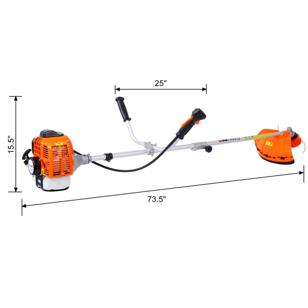 52cc Gasoline Lawn Mower with 2-in-1 Function, 10-inch Cutting Width, Rubber Handle