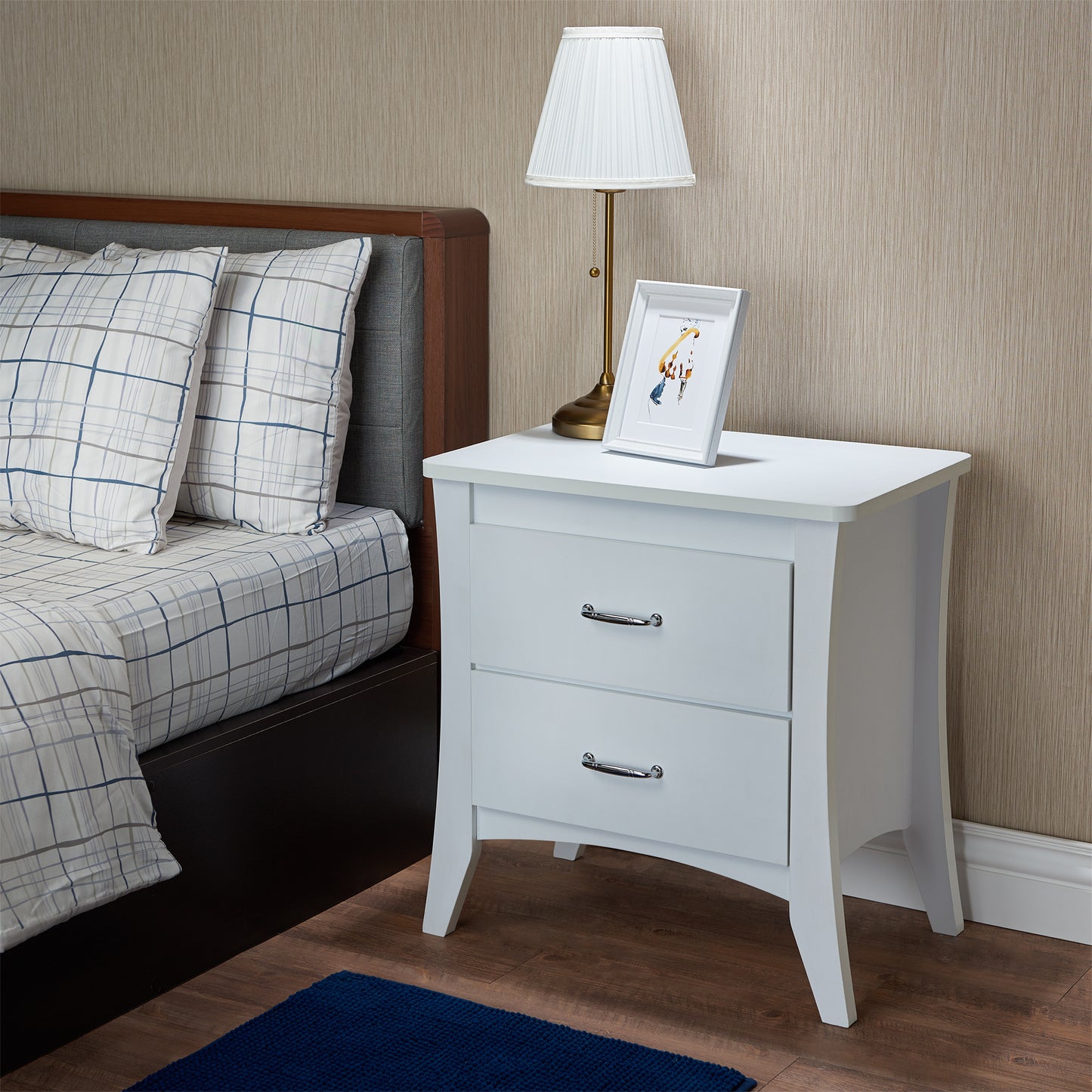 Babb White Finish Accent Table with 2 Storage Drawers