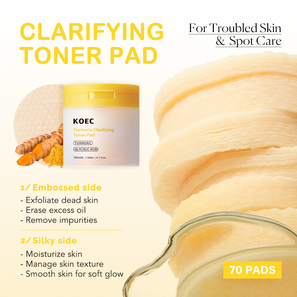 Turmeric Glycolic Acid Cotton Cloth Set with Tweezers - 70 pcs Skin Care