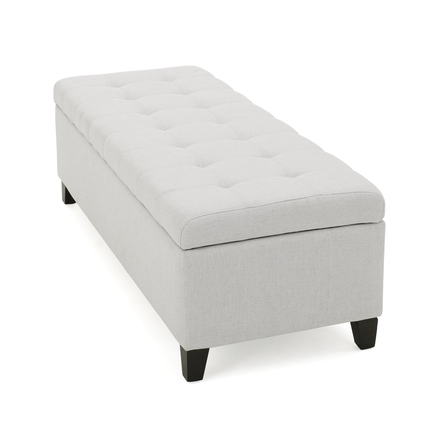 Upholstered Storage Ottoman Bench - Light Grey, 300lbs Capacity