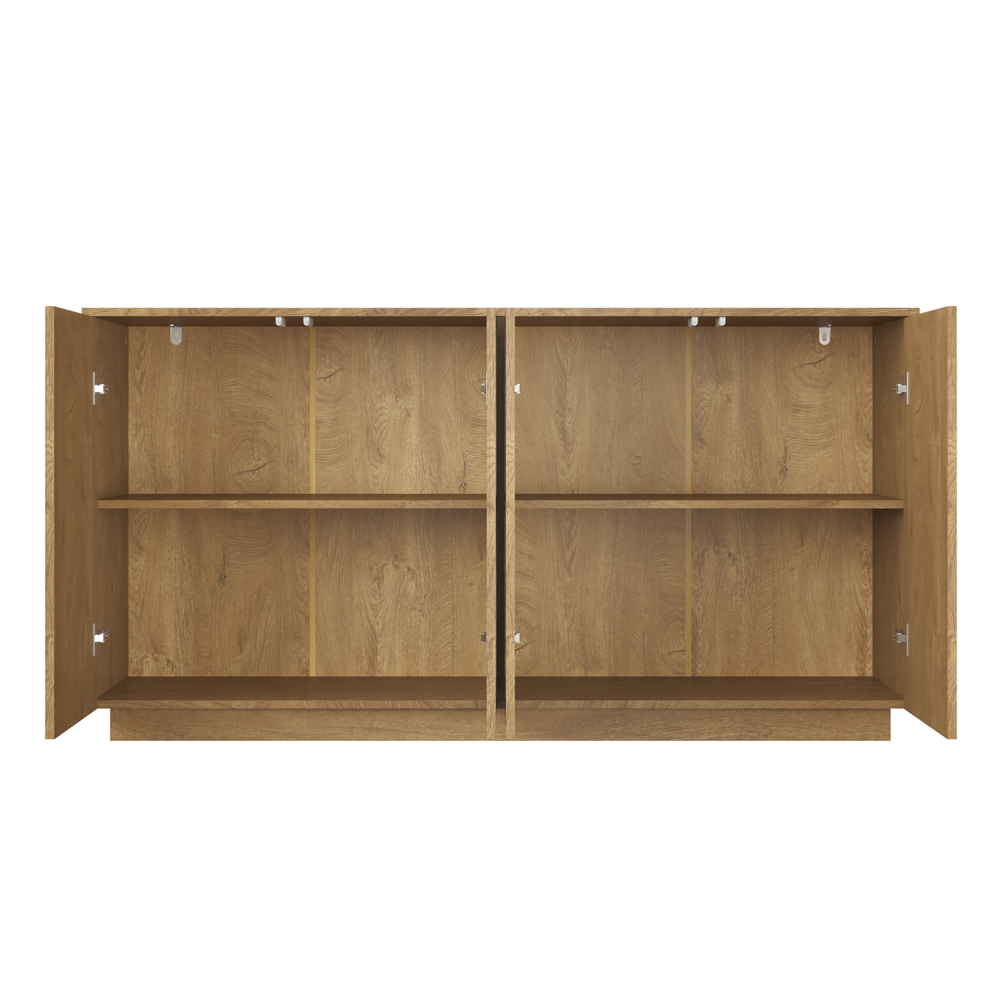 Natural Wood Sideboard Buffet Cabinet with 4 Doors & Adjustable Shelves