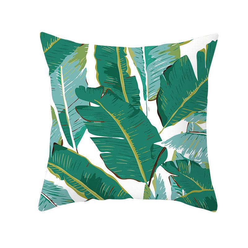 Green Plant Tassel Sofa Pillowcase - 45x45cm Plush Cushion Cover