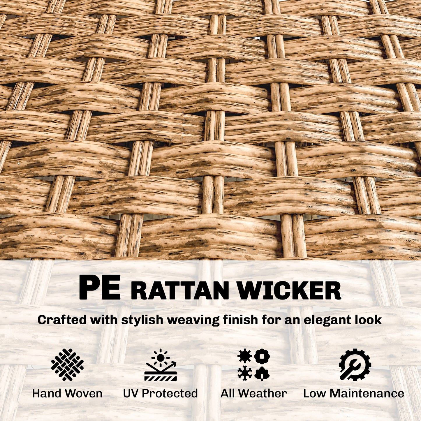 3-Seater Outdoor Rattan Wicker Sofa with Cushions - Gray