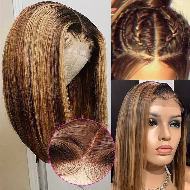 High-Temperature Fiber Wig with Lace Trim - Middle Parting Full Head Hair Extension