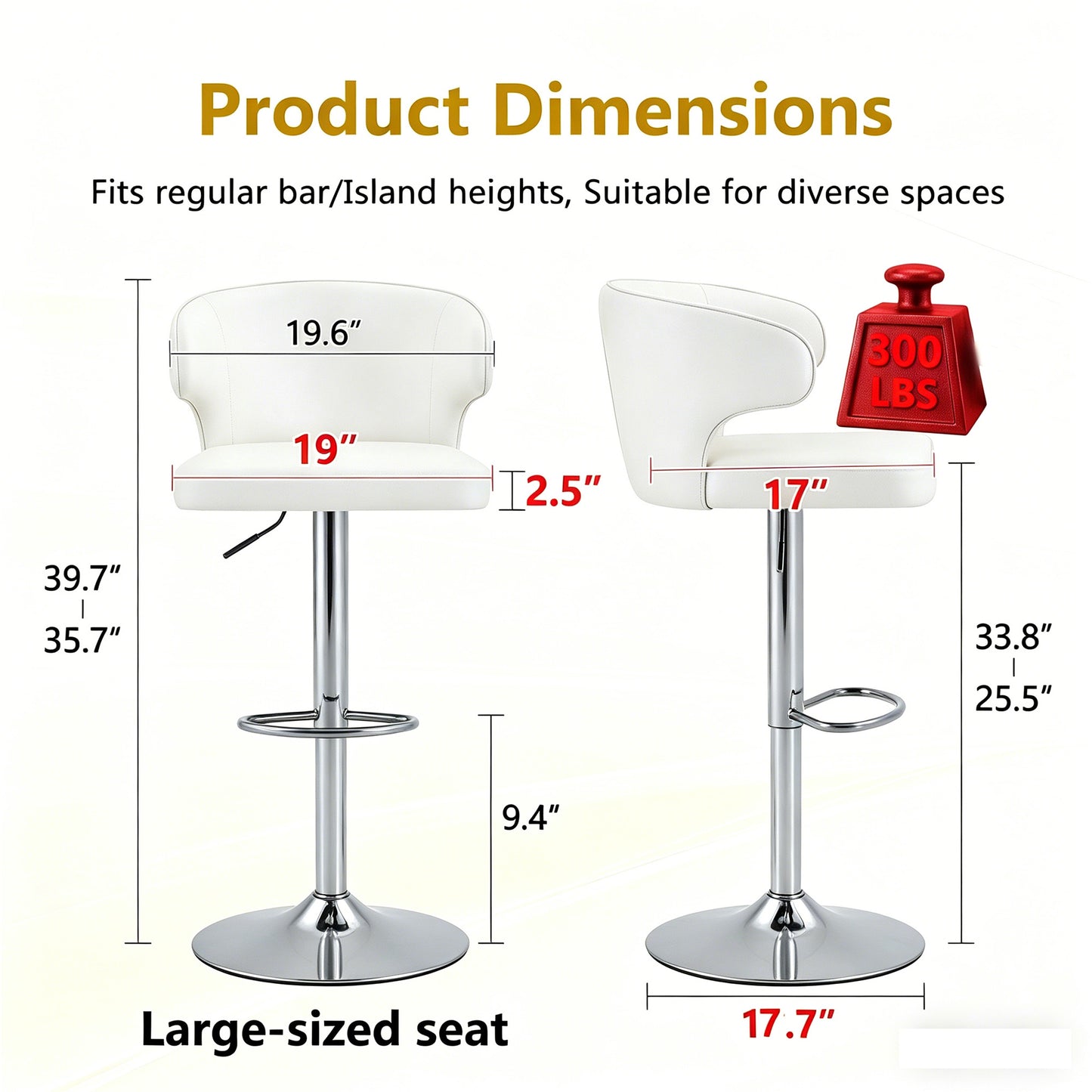 Modern Rotating Adjustable Bar Chair, PU Leather Belt Backrest Swivel