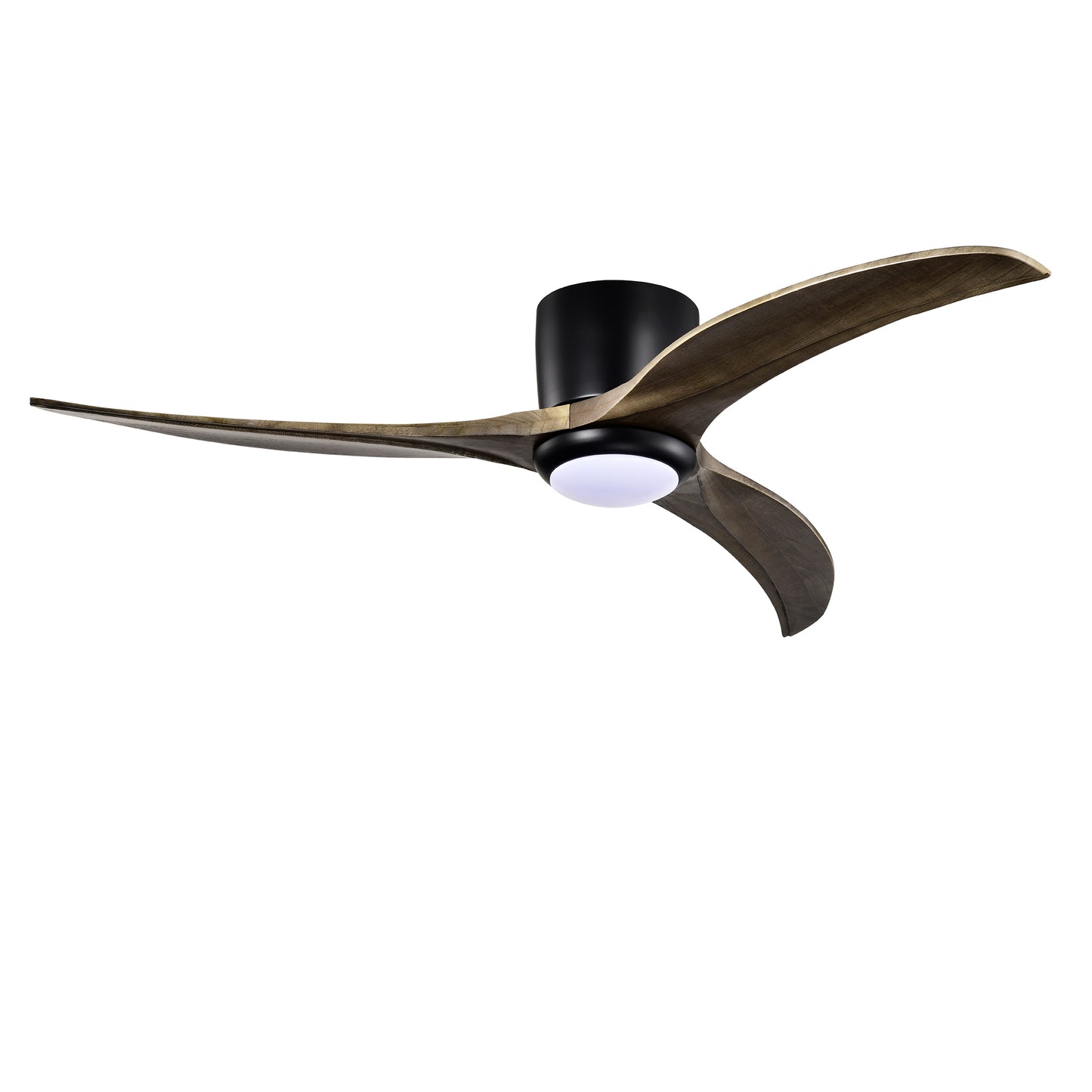 52" Flush Mount Ceiling Fan with Lights & Remote Control - Matte Black