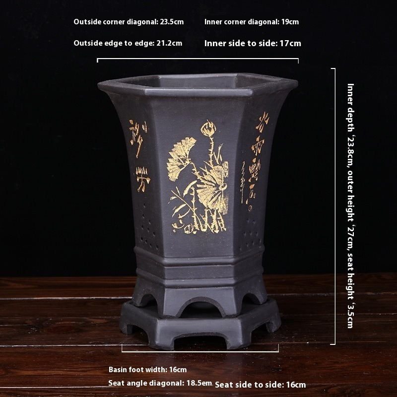 Hexagonal Large Ceramic Flowerpot for Home Garden Indoor Outdoor