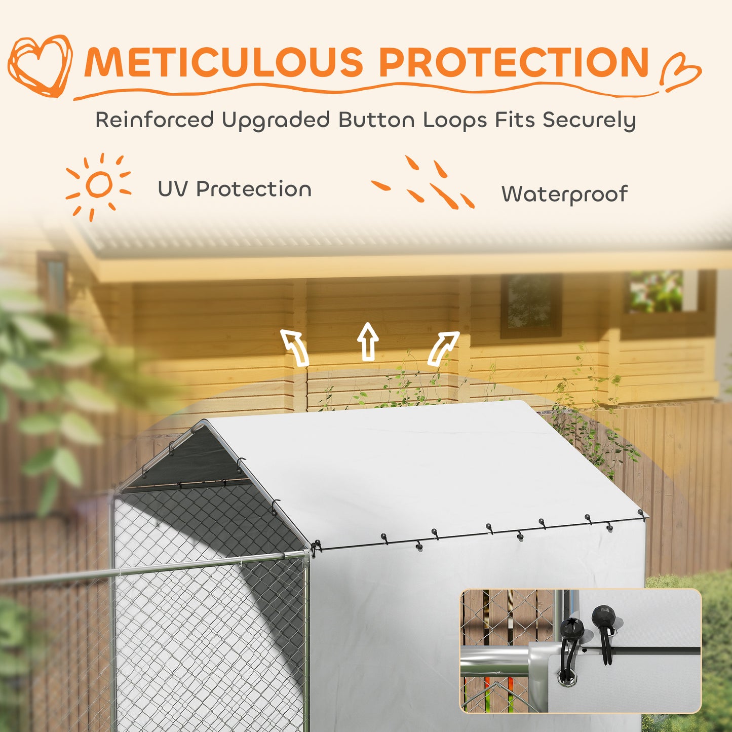 Outdoor Dog Kennel with Waterproof Cover for Medium to Large Dogs 19.7 x 7.5 ft