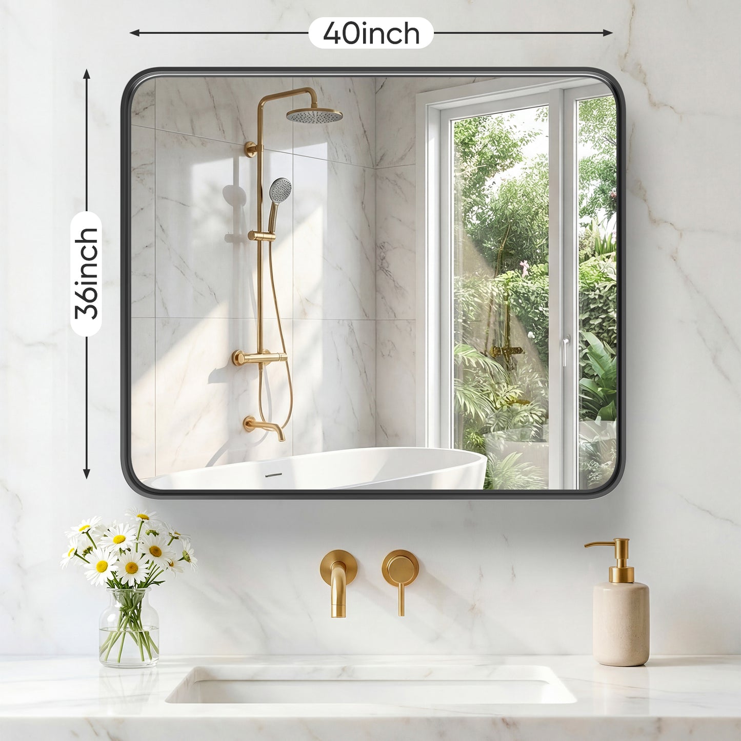 Rectangular Metal Frame Wall Mirror - Modern Decorative Home Decor