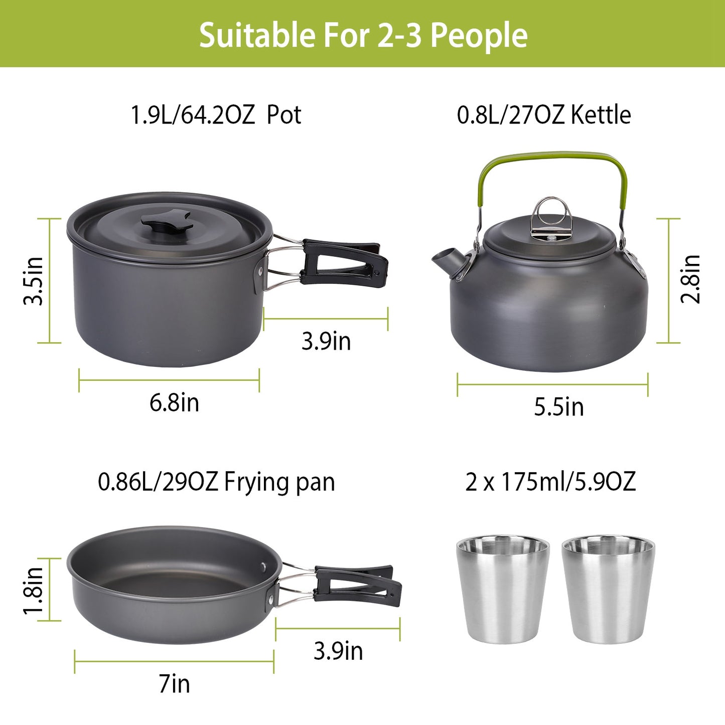 12-Piece Outdoor Cooking Set - Lightweight Aluminum Cookware
