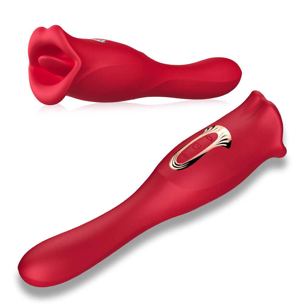 Three-in-One Female Mouth Toy - Red, Adult Wellness, Manual Control
