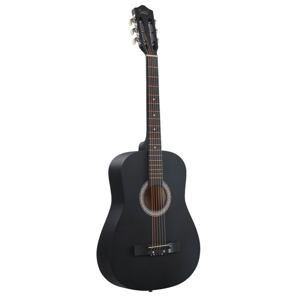 38-Inch Matte Black Acoustic Guitar with Accessories