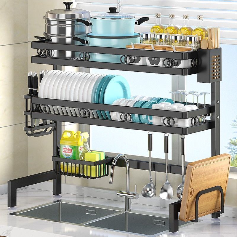 Kitchen Sink Drain Rack Double Layer 90x95cm - Multi-Functional Storage Organizer