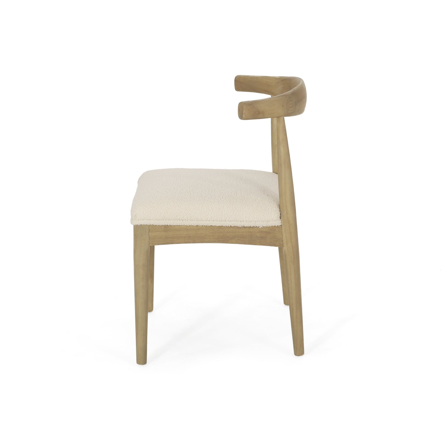 Mid-Century Modern Dining Chair Set of 2 - Ivory Upholstered