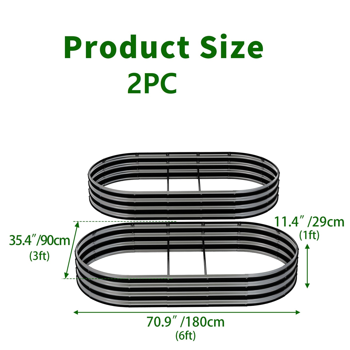 Heavy Duty Galvanized Raised Garden Bed 6x3x1ft - Black