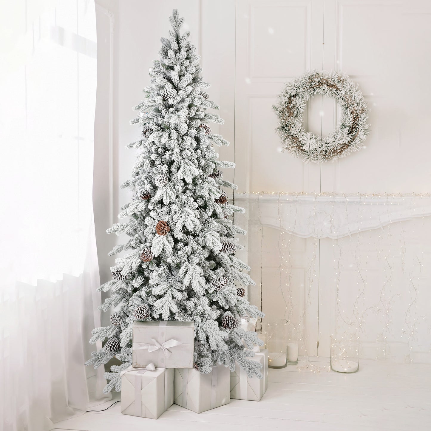 PVC Christmas Tree - Flocked Hybrid Decoration, Multiple Heights